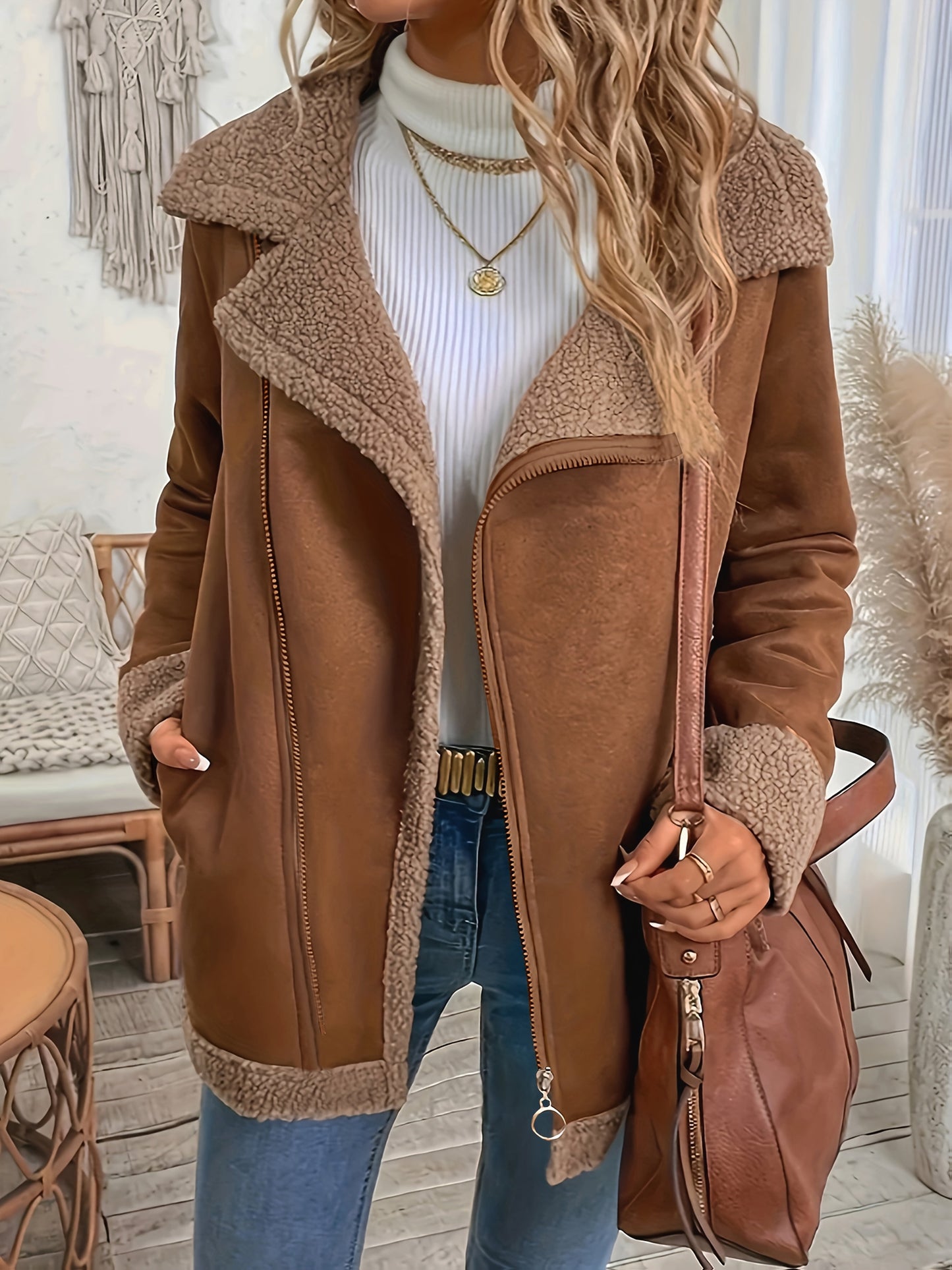 Damjacka Grå Storlek M Ull Sherpa-1