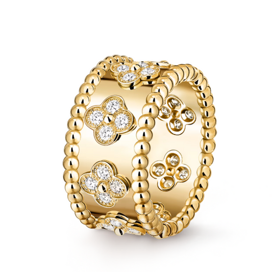 Abby Ring - Elegant Gold Design with Diamond Accent, 925 Silver-1