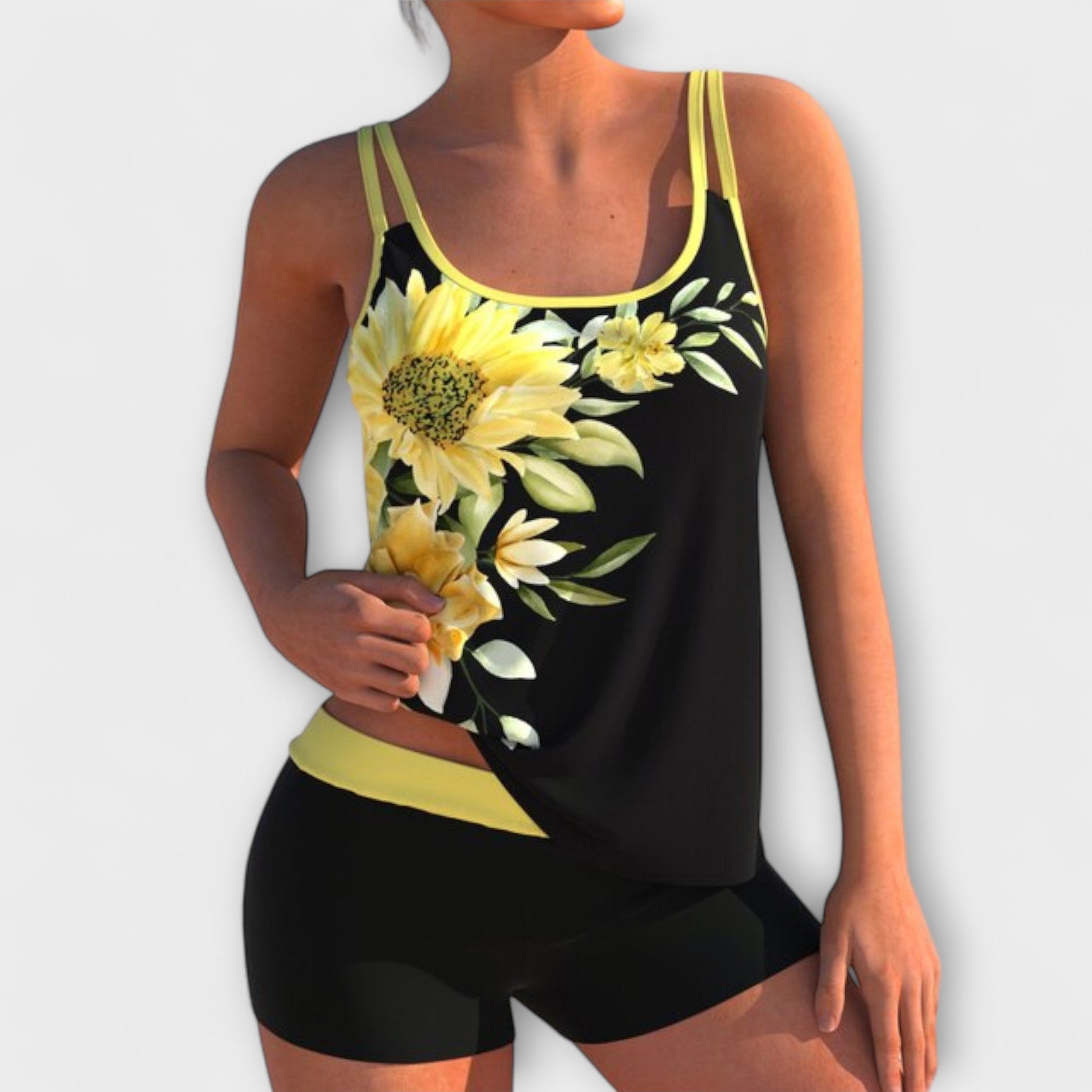 Variant image for Alice | Elegant Baddräkt Dam Tankini-set med Blommönster-7