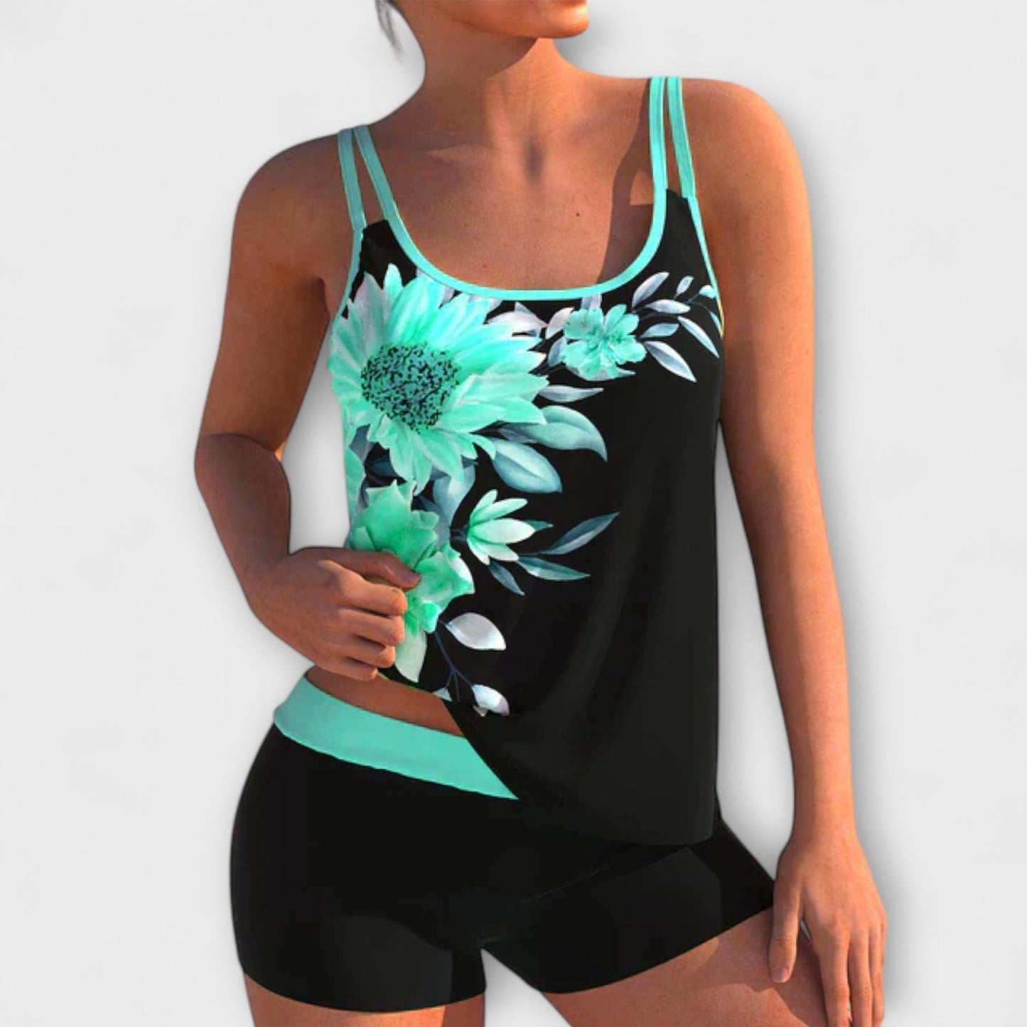 Variant image for Alice | Elegant Baddräkt Dam Tankini-set med Blommönster-13