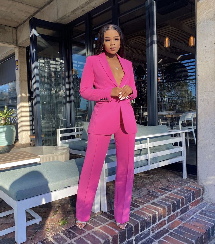 Black Women's Suit | Blazer and Flare Pants Set – Size M Polyester 5