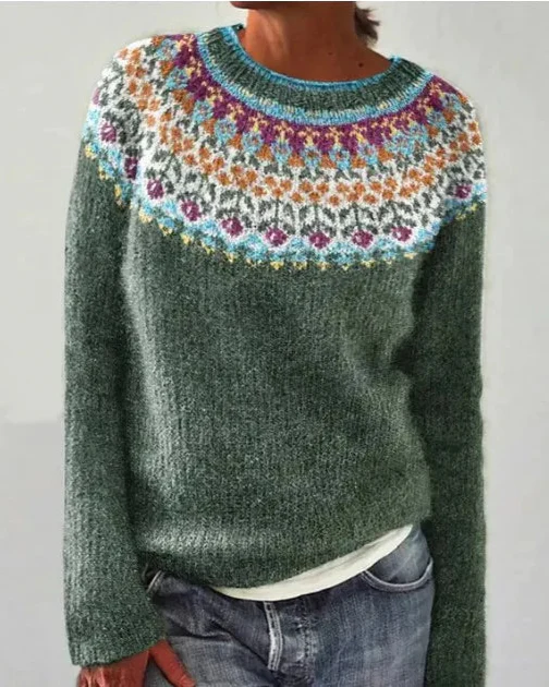 Retro Hösttröja - Mjuk Komfort Med Färgglad Nordisk Design-3