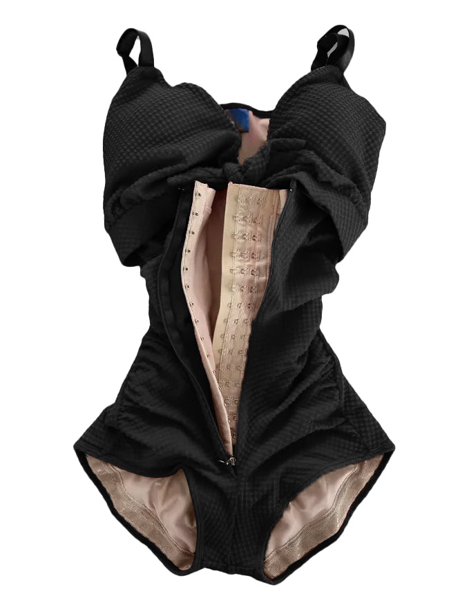 Alice | Shaping Baddräkt Dam – Elegant Svart Med Knutdetalj Och Magskontroll 15