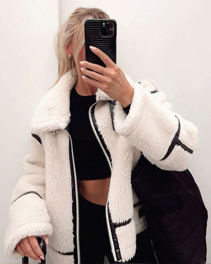 Taryn | Trendig Vinterjacka Dam – Mjuk Teddy för Värme och Stil 4