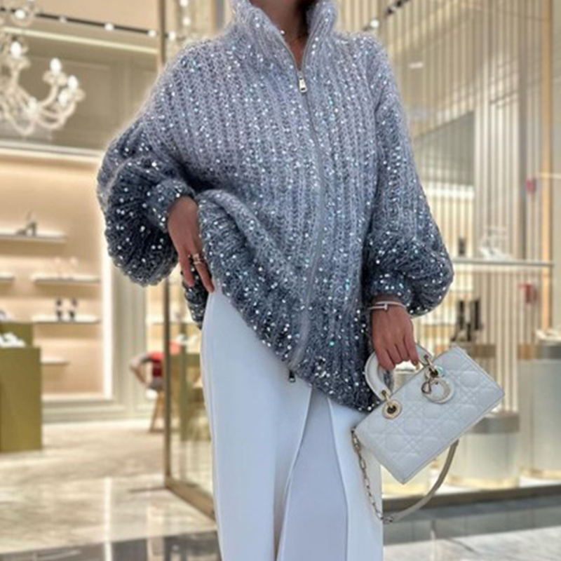 Vit Stickad Tröja Dam - Lyxig Komfort och Elegant Stil för Hösten-3