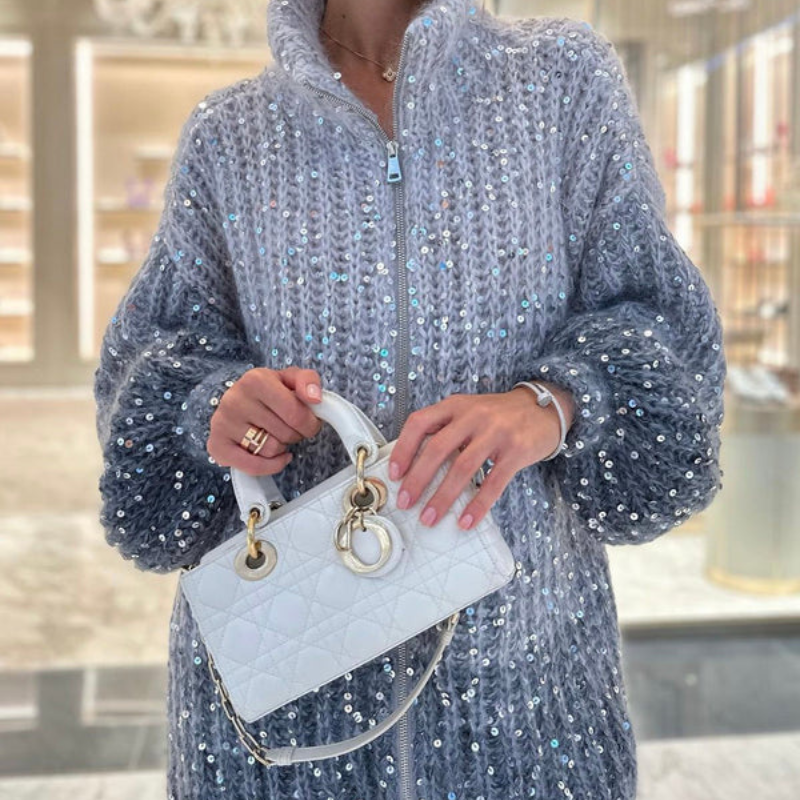 Vit Stickad Tröja Dam - Lyxig Komfort och Elegant Stil för Hösten-2