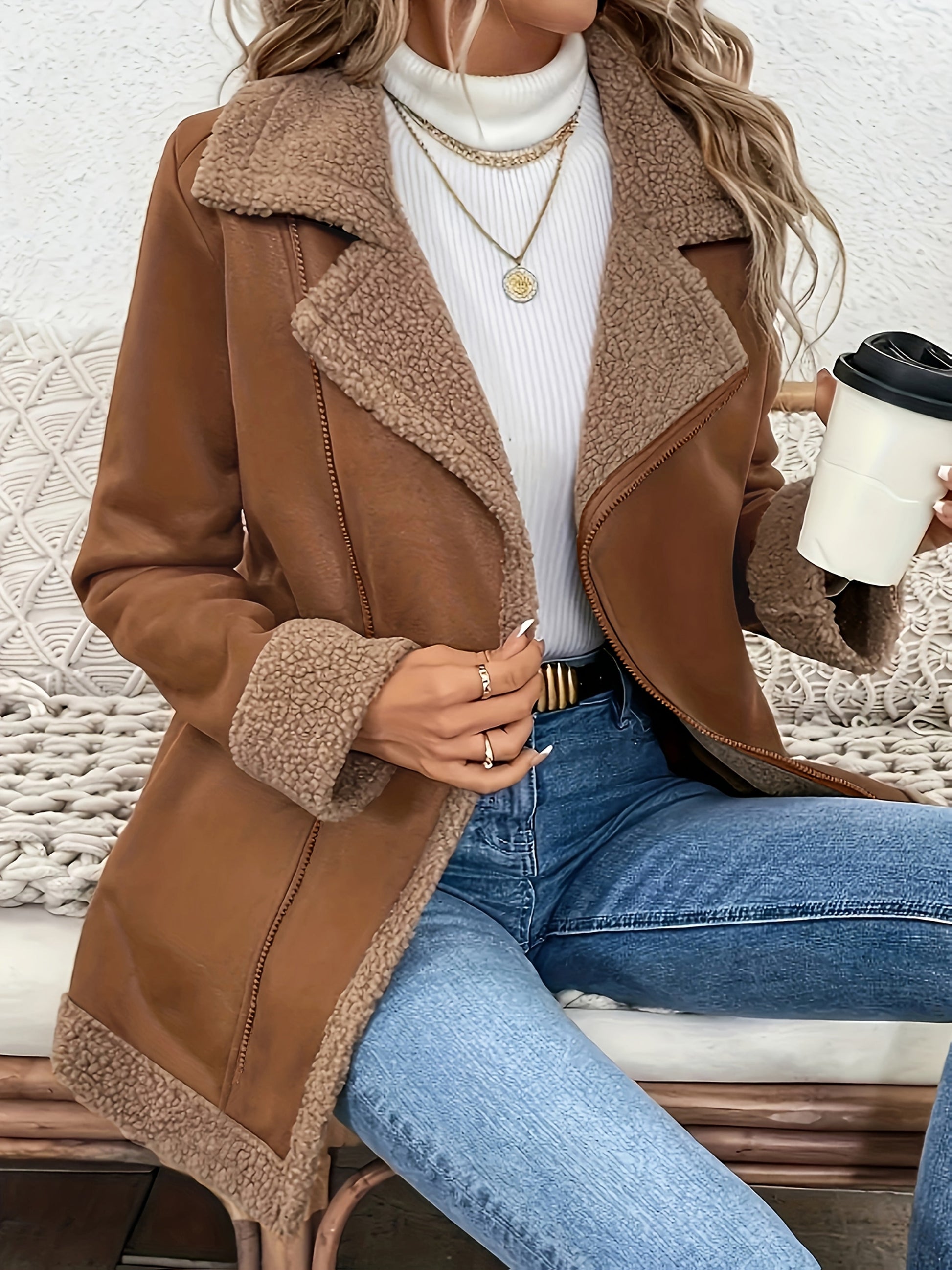 Damjacka Grå Storlek M Ull Sherpa-4