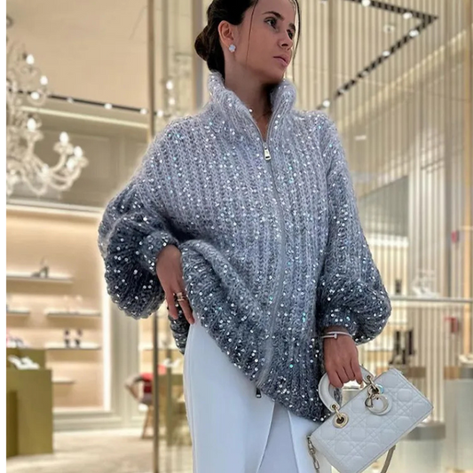 Vit Stickad Tröja Dam - Lyxig Komfort och Elegant Stil för Hösten-1