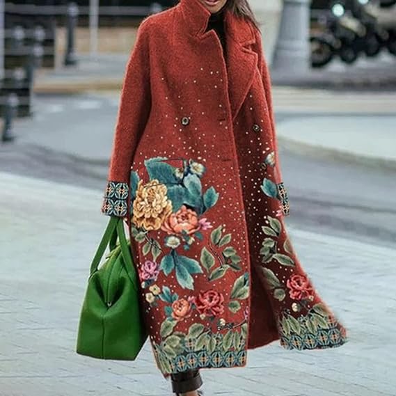 Eleanor | Elegant Wool Blend Long Sleeve Coat