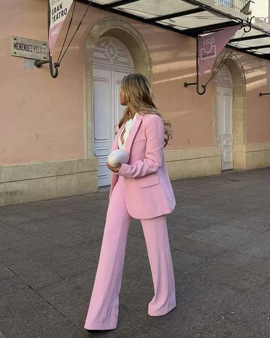 Black Women's Suit | Blazer and Flare Pants Set – Size M Polyester 1