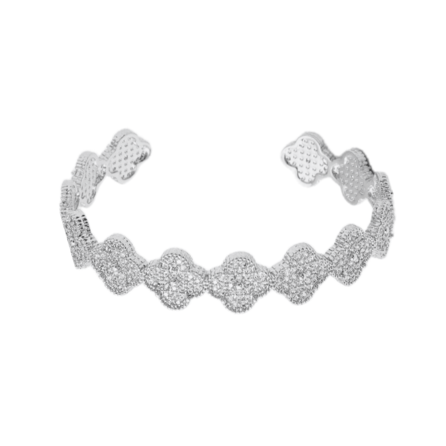 Variant image for Gold Bangle Bracelet - Adjustable 18K Gold-Plated with Zirconia Crystals-2