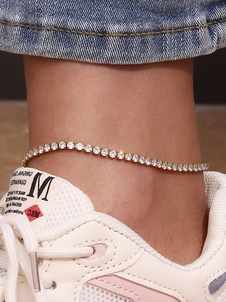 Ysadora | Elegant Zirconium Gold Anklet – För Glamour och Stil 2
