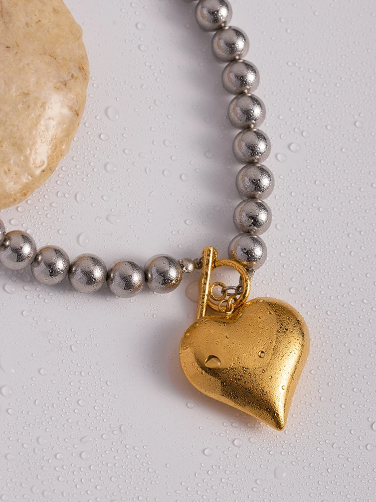 Yelissa | Chunky Heart Halsband i Guld och Silver – För En Iögonfallande Look 5