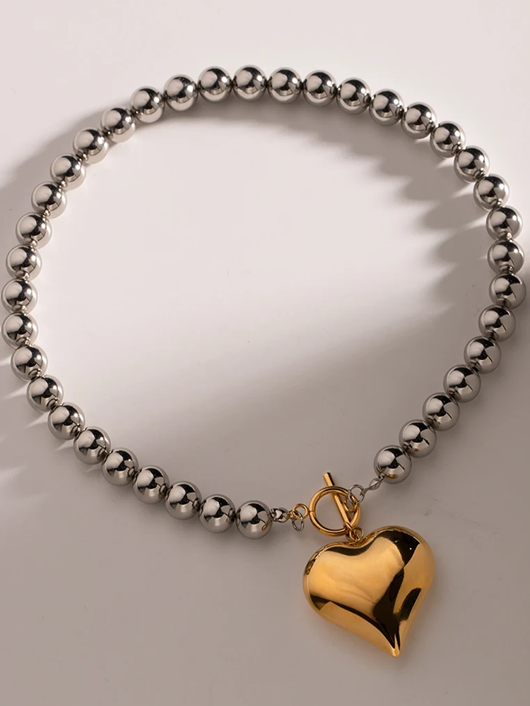 Yelissa | Chunky Heart Halsband i Guld och Silver – För En Iögonfallande Look 4