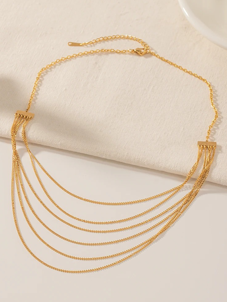 Yamuna | Elegant Halsband Dam – 6-Lagers Tofsar I Guld 2