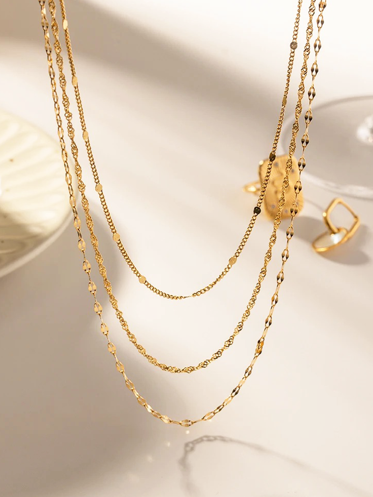 Yasmine | Trendigt 3-Lagers Guldhalsband Dam För Alla Tillfällen 4