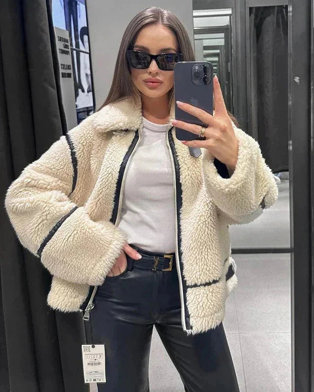 Taryn | Trendig Vinterjacka Dam – Mjuk Teddy för Värme och Stil 13