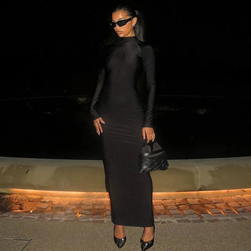 Elegant | Långärmad Bodycon Midi Klänning Dam – För Fest Och Tillfällen 4