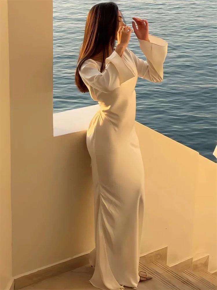 Veradis | Elegant Långärmad Klänning Dam – Djärv Lapptäckedesign 15