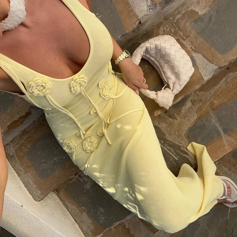 Jennifer | Elegant Gul Blommig Maxiklänning Dam – För Sommarens Alla Tillfällen 5