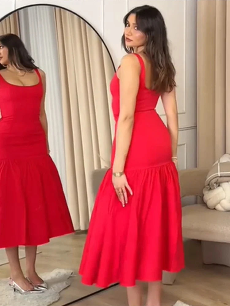 Tilda | Modern Sommarklänning – Veckad Lapptäcksdesign U-Ringning 7