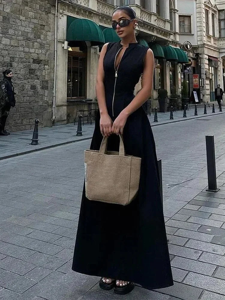 Zelia | Elegant Ärmlös Midiklänning Dam – Hög Midja För Alla Tillfällen 7