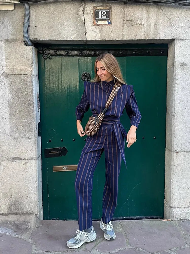 Tova | Trendig Randig 2-delad Uppsättning – Mjuk Bomull för Avslappnad Stil 6