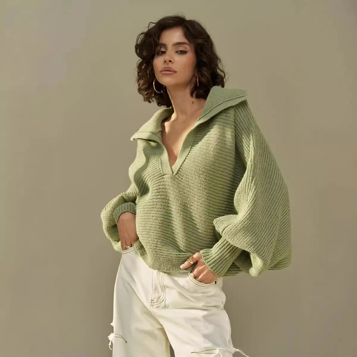 Avril | V-Neck Batwing Sweater