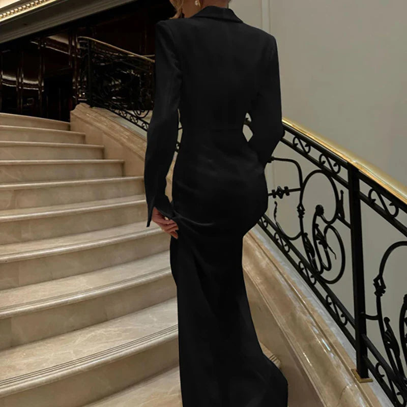 Alessia | Elegant Långklänning Dam – V-ringning och Slits För Fest Och Bröllop 6