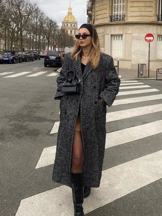 Vianne | Elegant Randig Lång Kappa Dam – För En Sofistikerad Look 1