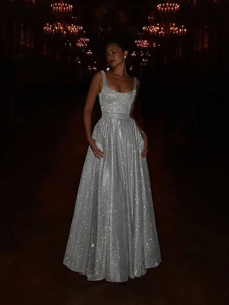 Zulema | Elegant A-line Klänning Dam – Silver För Bröllop och Fest 3