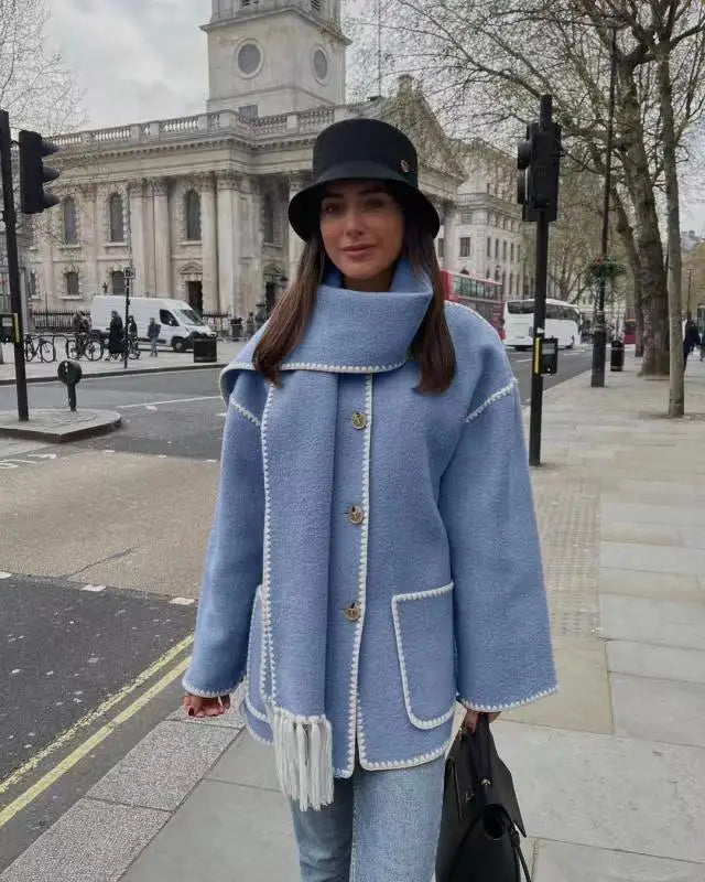 Aurora | Vinterkappa Ull Dam Med Halsduk För Ultimat Värme Och Stil 9