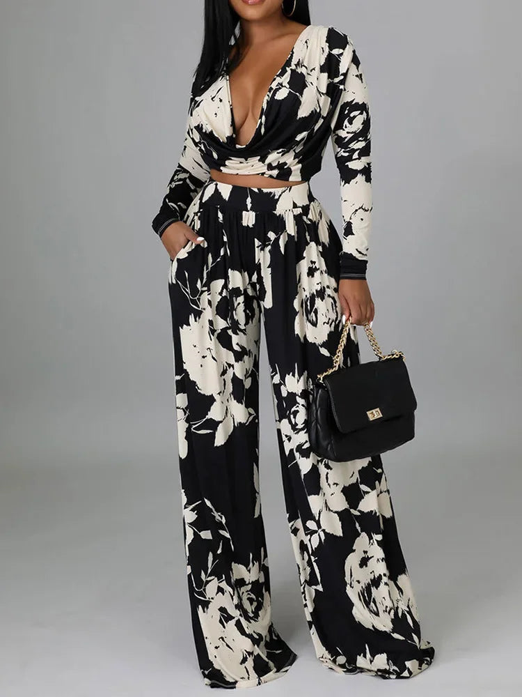 Janna | Elegant Tvådelad Uppsättning Med Djup V-CUT För Sommarens Fester-1