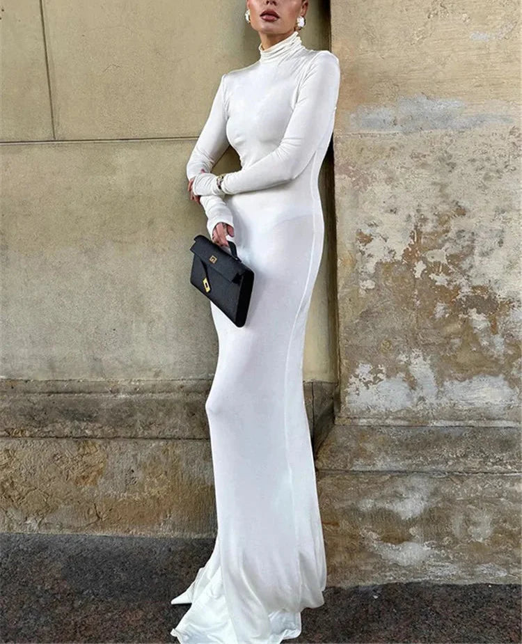 Tovia | Elegant Maxiklänning Dam – Turtleneck Design För Alla Tillfällen 4