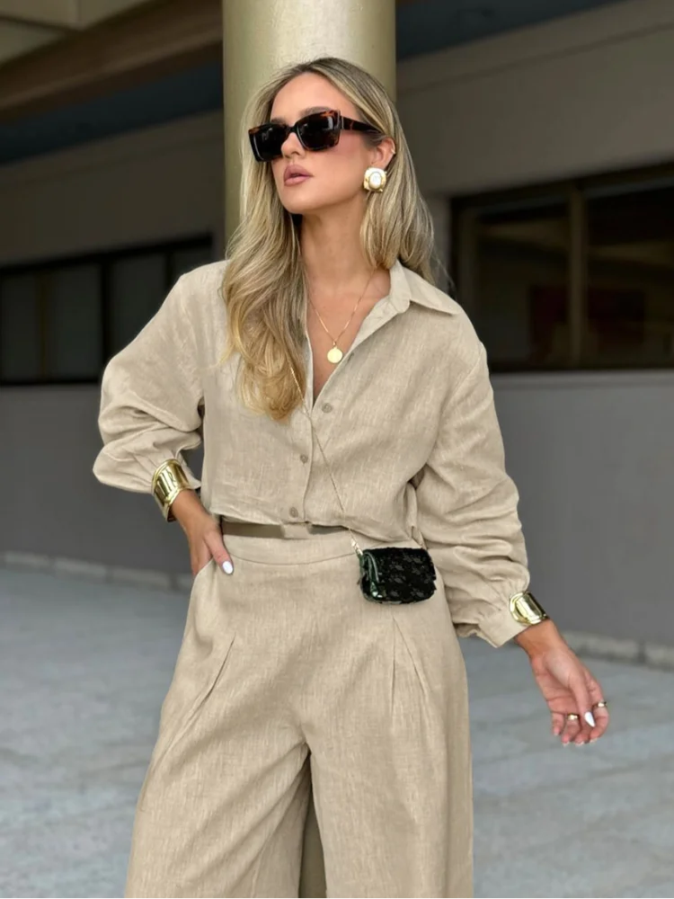 Elena | Elegant Linnekostym Herr – Kaki för Stil och Komfort 3