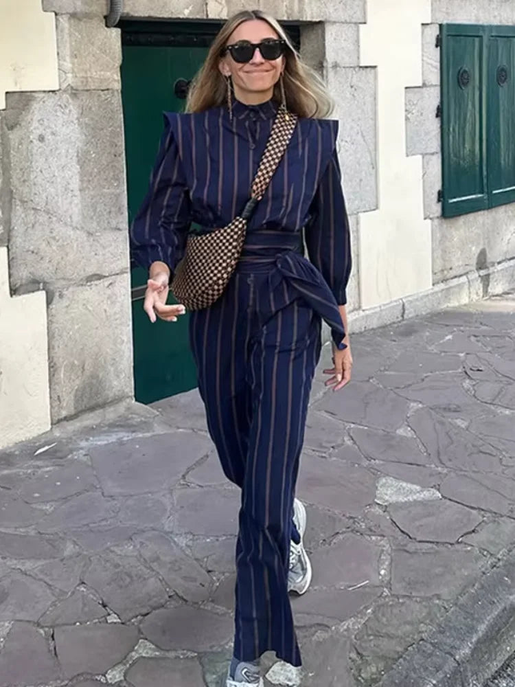 Tova | Trendig Randig 2-delad Uppsättning – Mjuk Bomull för Avslappnad Stil 2