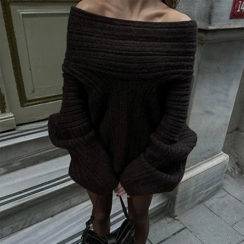 Jacquelina | Cozy Off Shoulder Knit Sweater