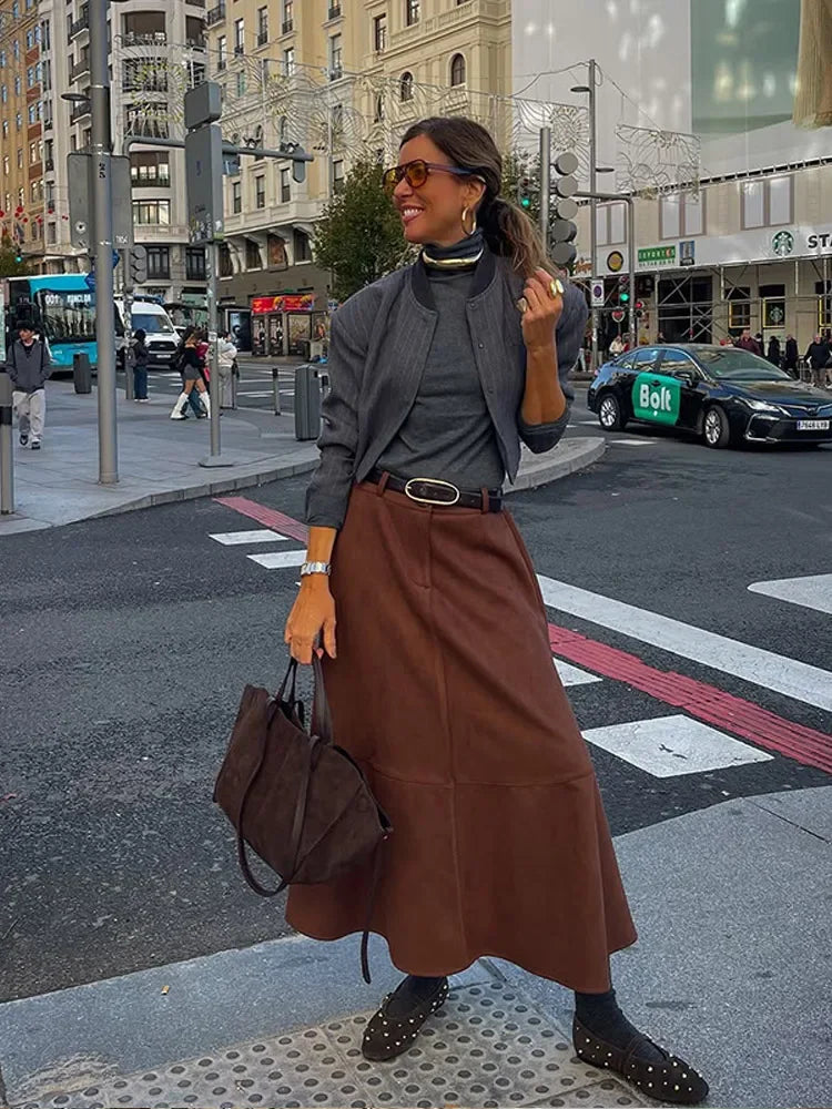 Demyra | Elegant O-hals Randig Blazerrock För Vardag Och Fest 4