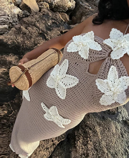 Iri | Ärmlös Blommig Sommarklänning – Elegant Stickad Design för Damer 1