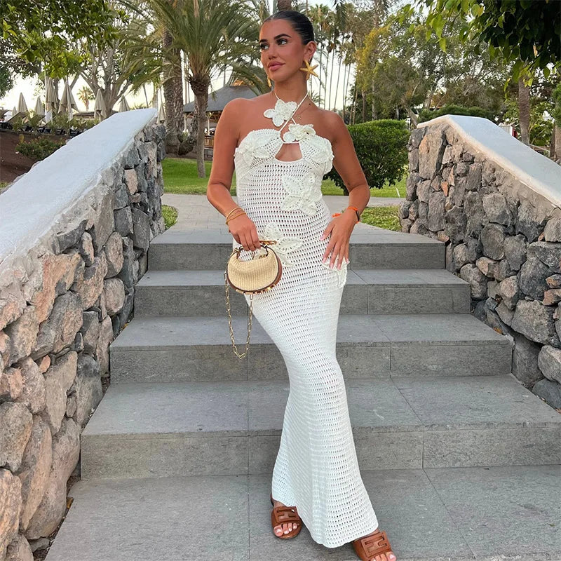 Iri | Ärmlös Blommig Sommarklänning – Elegant Stickad Design för Damer 6