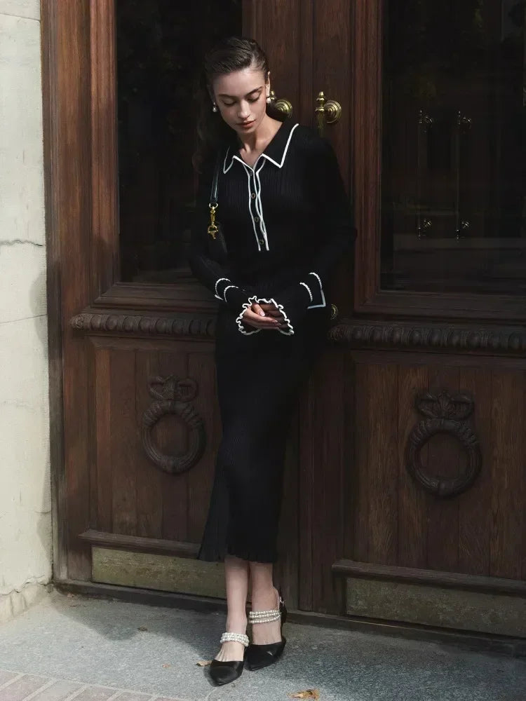 Garuela | Elegant Ruffled Stickad Klänning Dam – Perfekt För Fest Och Vardag 25