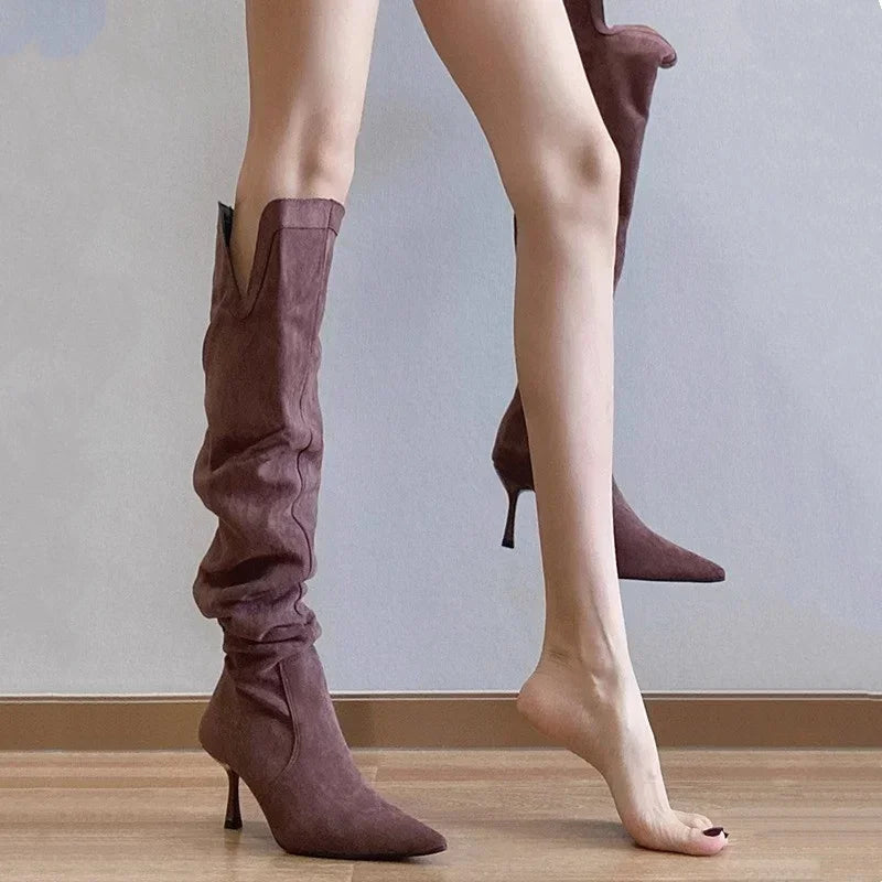 Chelsea | Eleganta Höga Stövlar Dam Med Klack För Trendig Stil 5