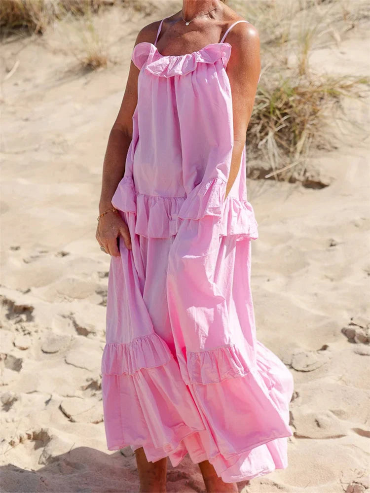 Variant image for Vita | Lätt Sommarklänning Dam Med Öppen Rygg För Stil Och Komfort-10