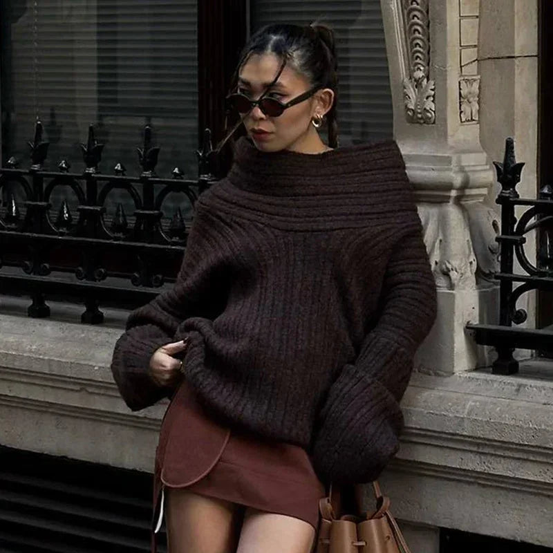 Jacquelina | Cozy Off Shoulder Knit Sweater