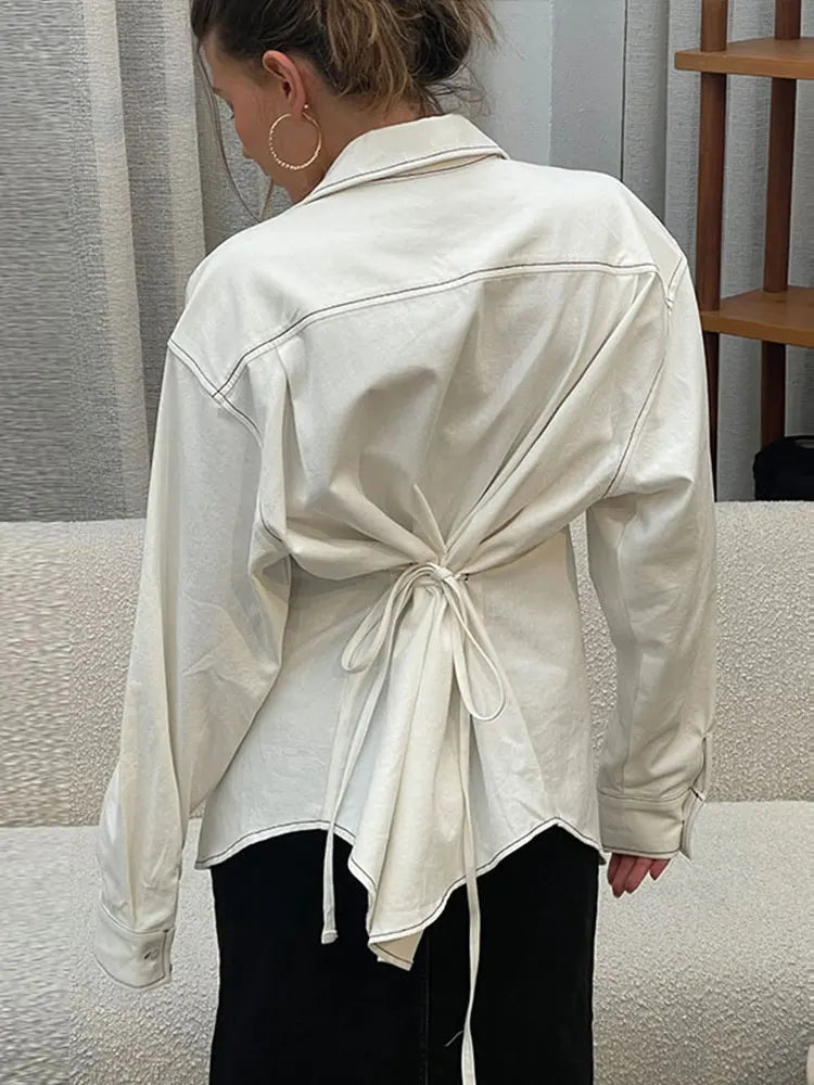 Daciana | Elegant Veckad Skjorta – Snörningsdetaljer För Stiliga Tillfällen 5