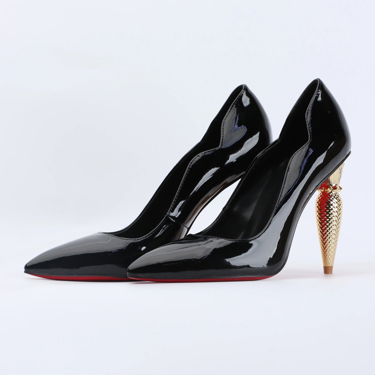 Maren | Höga Klackar – Spetsig Tå Med Lyxig Röd Botten 6