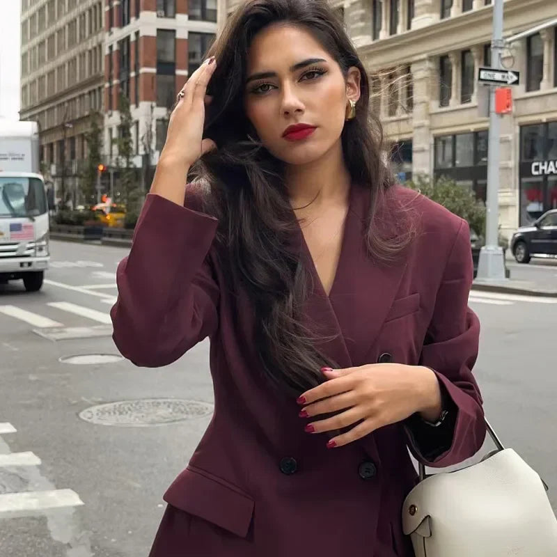 Gabriel | Elegant Bourgogne Dubbelbröst Blazer – Skräddarsydd Passform 3