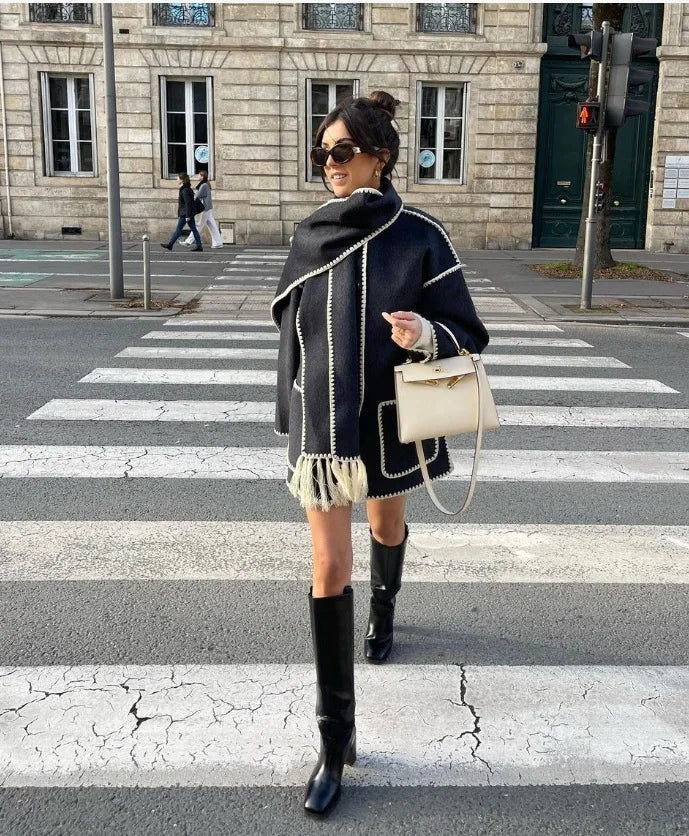 Aurora | Vinterkappa Ull Dam Med Halsduk För Ultimat Värme Och Stil 7