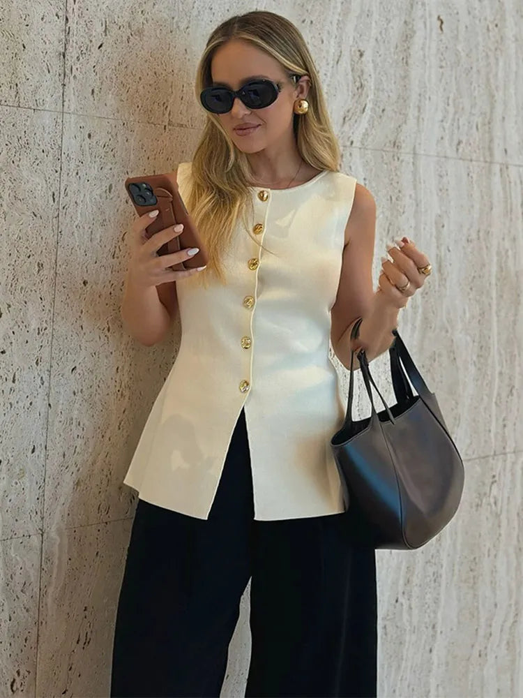 Xandra | Väst Dam – Stickad Med V-Ringning För Elegant Stil 5