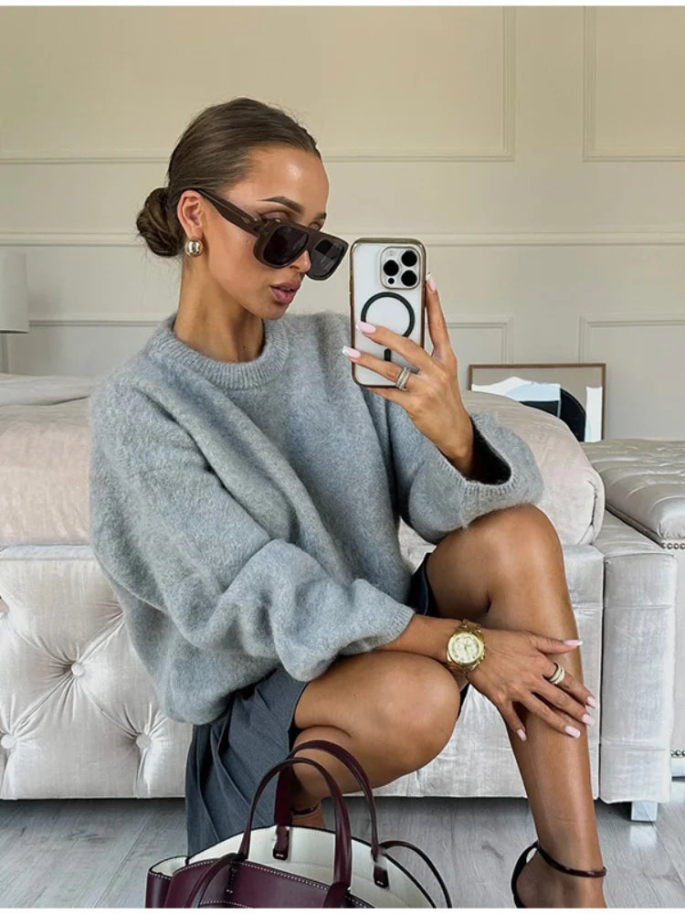 Ivy | Lyxig Mohairtröja Grå För Komfort Och Stil 7